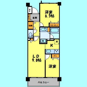 日神パレステージ横濱鶴見フォレスト2階・2LDKの間取り図
