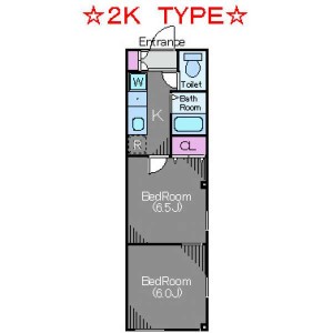 エスペランサ府中28の2階・2Kの間取図