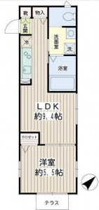 パラゴ横浜3階・1LDKの間取り図