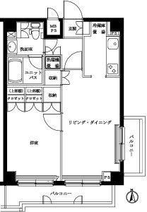 ルーブル鷺宮弐番館7階・1LDKの間取り図