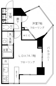 パークリュクス渋谷北参道monoの11階・1LDKの間取り図