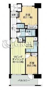 ライフレビュー横濱関内スクエアⅡの7階・2LDKの間取り図