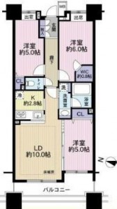 クレストシティタワーズ横浜6階・3LDKの間取り図