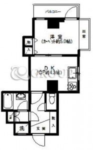 ライオンズマンション横浜ポートビュー5階・1DKの間取り図