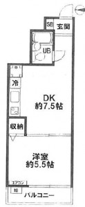 セブンスターマンション第3五反田10階・1DKの間取り図