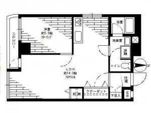 ライオンズマンション三軒茶屋第3の2階に位置する1LDKの間取り図