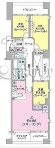 グランシティレイディアント横濱コンフォルト5階・3LDKの間取り図
