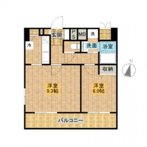 レジディア文京音羽Ⅱの5階・1LDKの間取り図