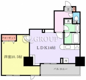 横濱ユーロタワーの203号室の間取りです。