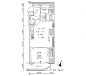 パークアクシス赤坂見附の601号室の間取り図です。
